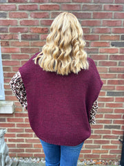 Wine Knitted Waistcoat Lillian