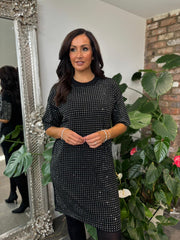 Black Studded Knit Dress Serena