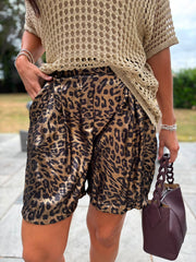 Gold Shimmer Leopard Print Shorts
