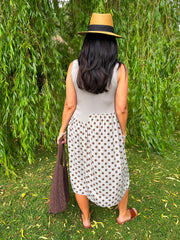 Mocha Polka Dot Panel Dress Coraline