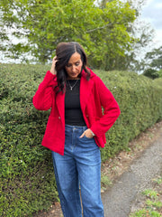 Red Boucle Buttoned Coat Isla