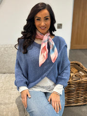 Denim Knitted Wrap Jumper Nell