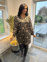 Camel Seamless Print Longline Zip Top Cassie