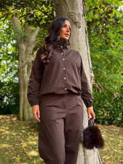 Chocolate High Neck Jacket Mila