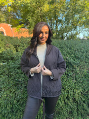 Chocolate Quilted Jacket Lucia