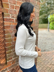 White Lace Ribbed Top Francesca