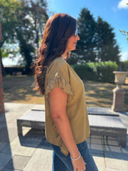 Camel Ruffle Top Maisie