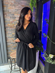 Black Diamante Sparkle Belted Dress Ruth