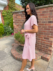 Pink Textured Tie Dress Corrina