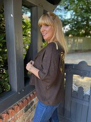 Chocolate Gold Angel Wings Knit Florence