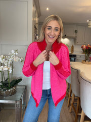 Candy Pink Knitted Zip Jacket Addison
