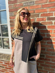 Black Stripe Block Panel Dress Jaz