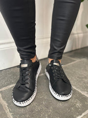 Black Pierced Slip On Trainers