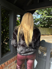 Black Cropped Faux Fur Coat