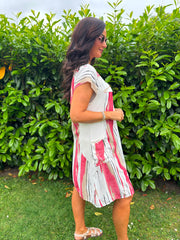 Red Brushed Stripe Pocket Dress Marigold