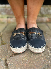 Black Chain Espadrille Shoes
