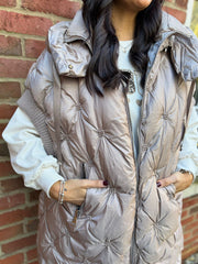 Mocha Premium Quilted High Neck Gilet Teya