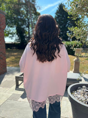 Pink Lace Hem Tee Beryl