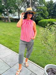 Coral Striped Sleeveless Top Tiana