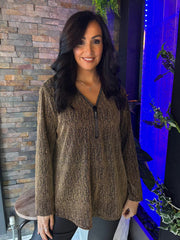 Gold Sparkle Diamante Zip Top Cassie