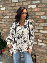 Stone Luxury Floral Embroidered Hooded Jacket Florence