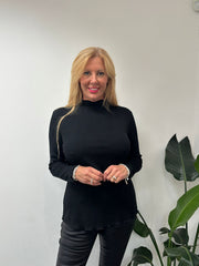 Black Ribbed Flute Neck Charlotte