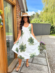 Khaki Floral Print Dress Yvonne