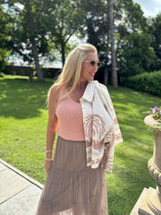 Camel Tiered Mesh Tulle Skirt