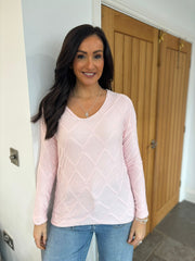 Pink Textured Wave Knit Chloe