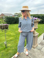 Navy Gingham Two Piece Set Lara