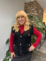 Black Soft Fringed Waistcoat Selma