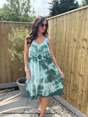 Green Tie Dye Dress Krystal