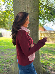 Wine Zip Collar Knit Eliza
