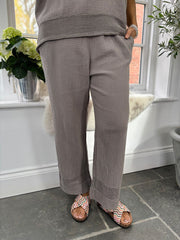Mocha Bubble Cotton Trouser Set Hayley