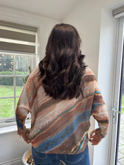 Mocha Brushed Stripe Knit Top Dawn