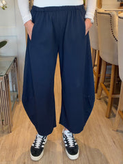 Navy Relaxed Barrel Leg Trouser