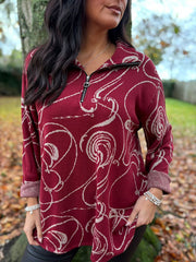 Wine Swirl Collared Knit Daphne