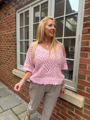 Pink Cosy Diamond Knit Sofia