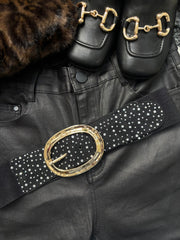 Black Oval Diamante Belt