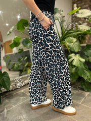 Teal  Leopard Seam Front Trousers
