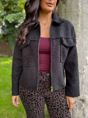 Black Boucle Zip Jacket Estella