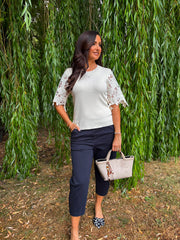 Cream Lace Sleeve Fine Knit Becca