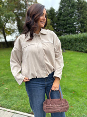 Stone Bubble Hem Bomber Jacket