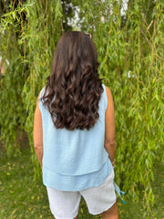 Blue Layered Bubble Cotton Vest Quinn