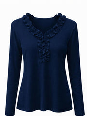 Navy Ruffle Detail Top Jeanelle