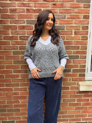 Grey Cosy Diamond Knit Sofia