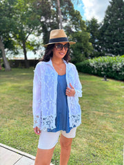 White Textured Lace Hem Shirt Dina