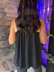 Black Lace Trim Diamante Vest Amber