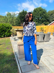 Navy Bold Leopard Knit Top Dawn