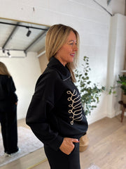 Black Embroidered Pattern Tracksuit Kalina